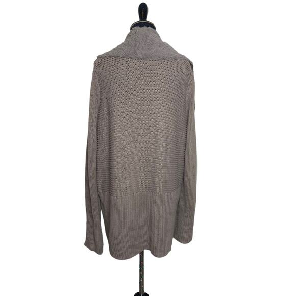 Halston sand brown drape front waterfall suede sweater coat size 1X - Picture 8 of 11